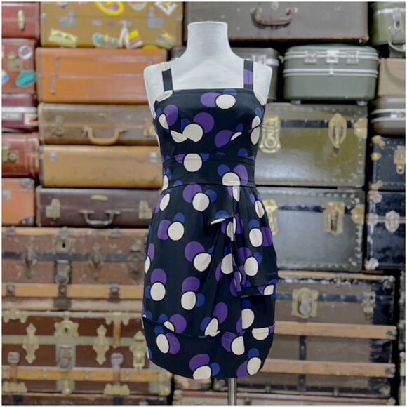 Marc by Marc Jacobs Polka Dot Bubble Dress Womens Size 2 Black Purple Y2K - Picture 3 of 11